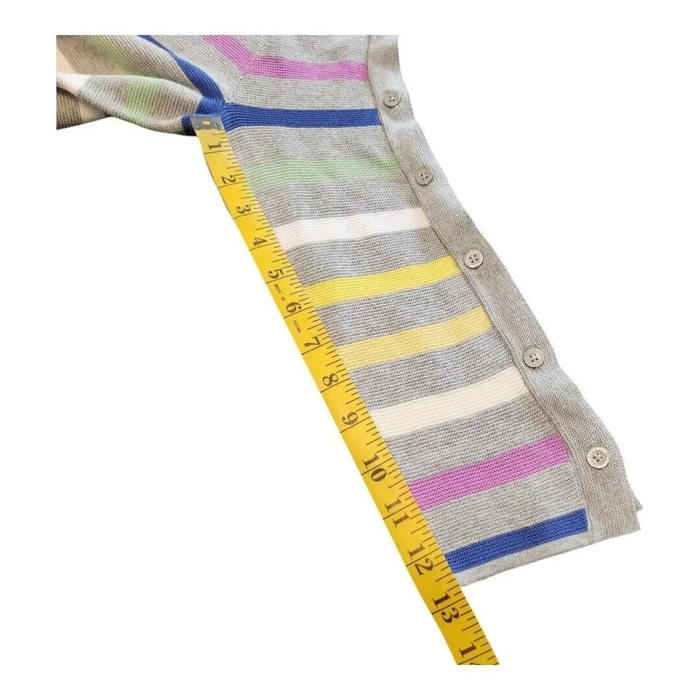 NWOT Talbots Knit Sweater Womens Extra Small Gray Multicolor Stripes Waffle Knit
